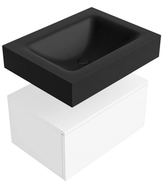 Badkamermeubel Alan Talc 60cm Onderkast met wastafel Vrijhangend