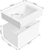 Badkamermeubel Alan Talc 60cm Onderkast met wastafel Vrijhangend Badkamermeubel Alan Talc 60cm Onderkast met wastafel Vrijhangend