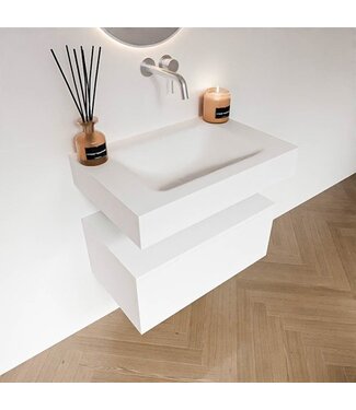 MONDIAZ Badkamermeubel Alan Talc 70cm Onderkast met wastafel Vrijhangend