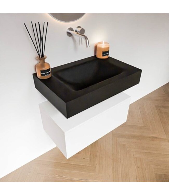 MONDIAZ Badkamermeubel Alan Talc 70cm Onderkast met wastafel Vrijhangend