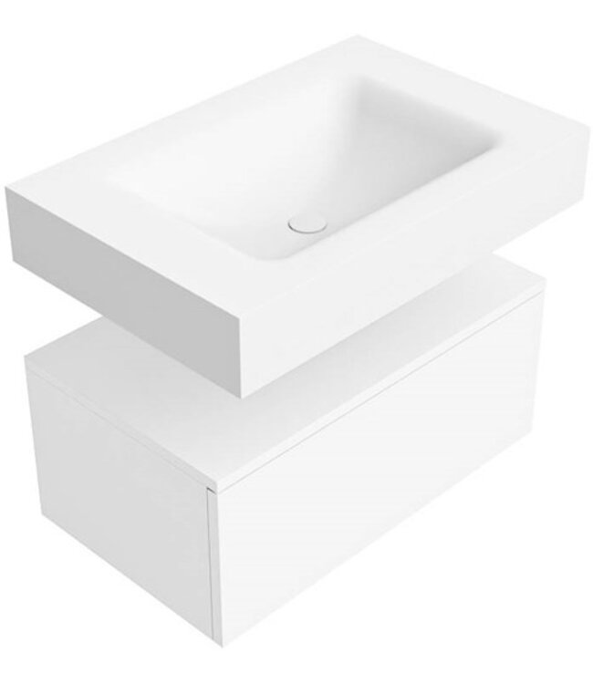 Badkamermeubel Alan Talc 70cm Onderkast met wastafel Vrijhangend