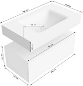 Badkamermeubel Alan Talc 80cm Onderkast met wastafel Vrijhangend Badkamermeubel Alan Talc 80cm Onderkast met wastafel Vrijhangend