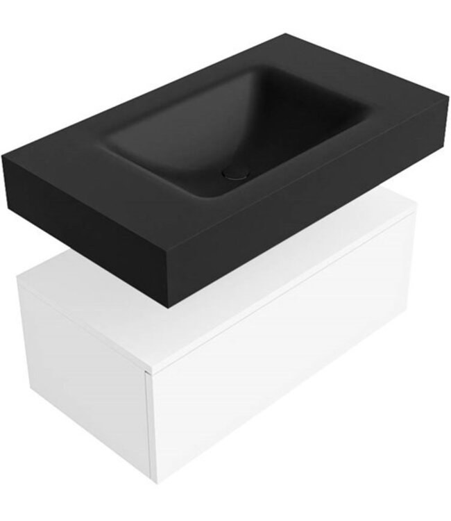 Badkamermeubel Alan Talc 80cm Onderkast met wastafel Vrijhangend