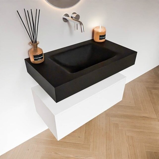 Badkamermeubel Alan Talc 80cm Onderkast met wastafel Vrijhangend Badkamermeubel Alan Talc 80cm Onderkast met wastafel Vrijhangend