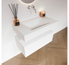 Badkamermeubel Alan Talc 80cm Onderkast met wastafel Vrijhangend