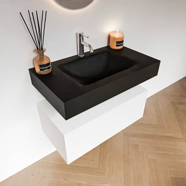 Badkamermeubel Alan Talc 80cm Onderkast met wastafel Vrijhangend Badkamermeubel Alan Talc 80cm Onderkast met wastafel Vrijhangend