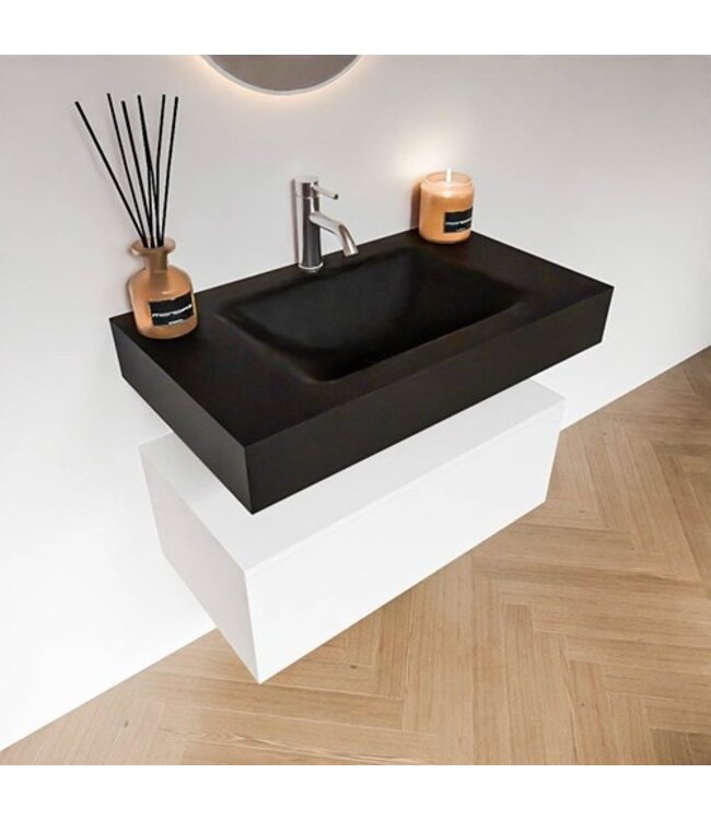 Badkamermeubel Alan Talc 80cm Onderkast met wastafel Vrijhangend