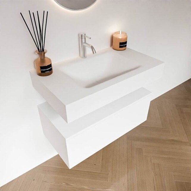 Badkamermeubel Alan Talc 80cm Onderkast met wastafel Vrijhangend Badkamermeubel Alan Talc 80cm Onderkast met wastafel Vrijhangend