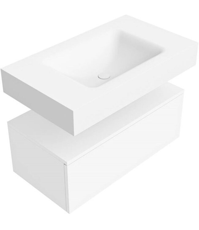 Badkamermeubel Alan Talc 80cm Onderkast met wastafel Vrijhangend