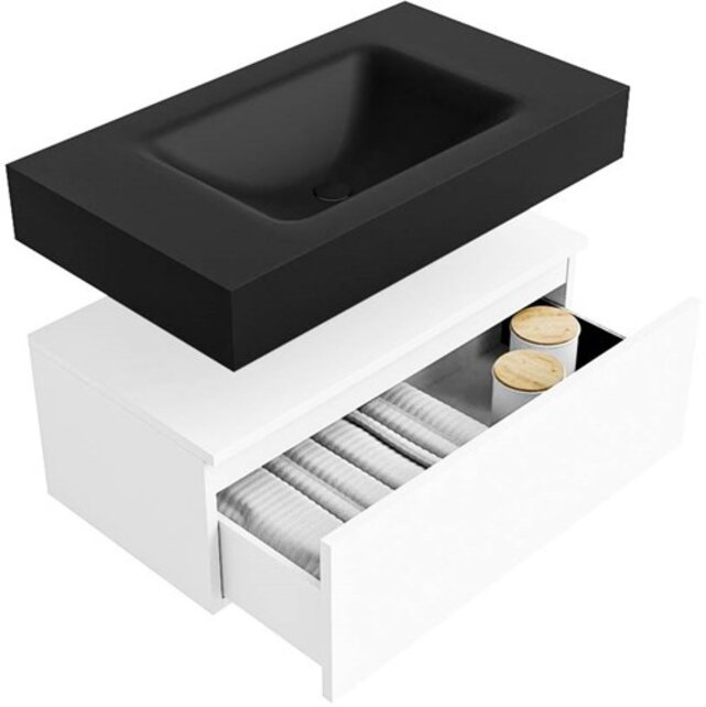 Badkamermeubel Alan Talc 80cm Onderkast met wastafel Vrijhangend Badkamermeubel Alan Talc 80cm Onderkast met wastafel Vrijhangend