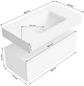 Badkamermeubel Alan Talc 90cm Onderkast met wastafel Vrijhangend Badkamermeubel Alan Talc 90cm Onderkast met wastafel Vrijhangend