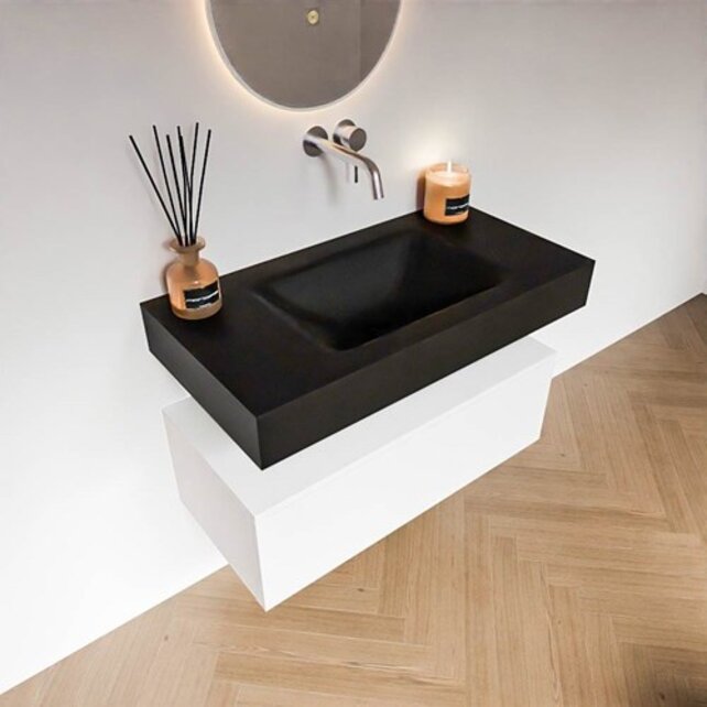 Badkamermeubel Alan Talc 90cm Onderkast met wastafel Vrijhangend Badkamermeubel Alan Talc 90cm Onderkast met wastafel Vrijhangend