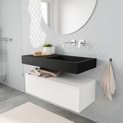 Badkamermeubel Alan Talc 100cm Onderkast met wastafel Talc Vrijhangend Badkamermeubel Alan Talc 100cm Onderkast met wastafel Talc Vrijhangend