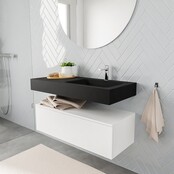 Badkamermeubel Alan Talc 100cm Onderkast met wastafel Talc Vrijhangend Badkamermeubel Alan Talc 100cm Onderkast met wastafel Talc Vrijhangend