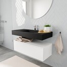 Badkamermeubel Alan Talc 100cm Onderkast met wastafel Talc Vrijhangend