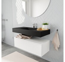 Badkamermeubel Alan Talc 100cm Onderkast met wastafel Talc Vrijhangend