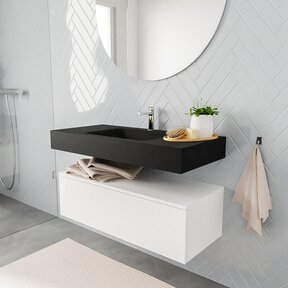 Badkamermeubel Alan Talc 100cm Onderkast met wastafel Zwart Vrijhangend