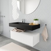 Badkamermeubel Alan Talc 100cm Onderkast met wastafel Talc Vrijhangend Badkamermeubel Alan Talc 100cm Onderkast met wastafel Talc Vrijhangend