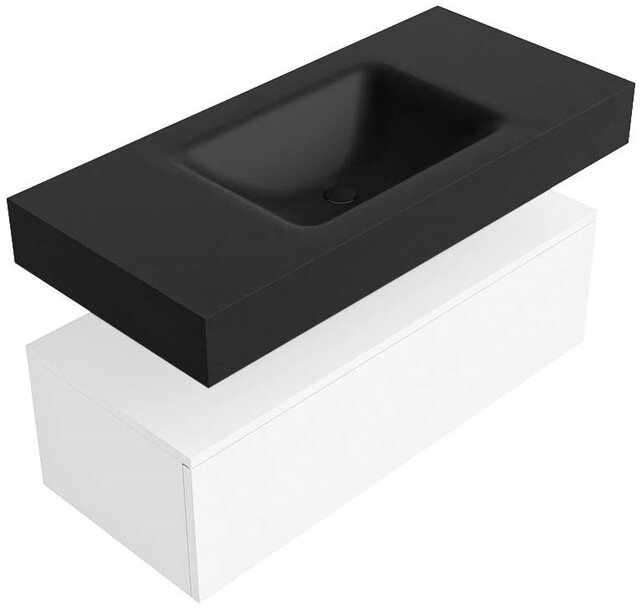 Badkamermeubel Alan Talc 100cm Onderkast met wastafel Talc Vrijhangend Badkamermeubel Alan Talc 100cm Onderkast met wastafel Talc Vrijhangend