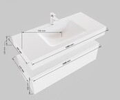 Badkamermeubel Alan Talc 100cm Onderkast met wastafel Talc Vrijhangend Badkamermeubel Alan Talc 100cm Onderkast met wastafel Talc Vrijhangend