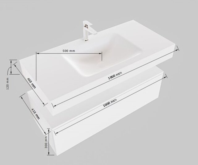 Badkamermeubel Alan Talc 100cm Onderkast met wastafel Talc Vrijhangend Badkamermeubel Alan Talc 100cm Onderkast met wastafel Talc Vrijhangend