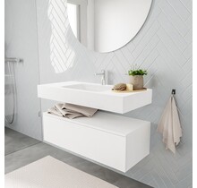 Badkamermeubel Alan Talc 100cm Onderkast met wastafel Talc Vrijhangend