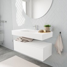 Badkamermeubel Alan Talc 100cm Onderkast met wastafel Talc Vrijhangend