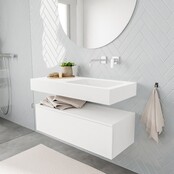 Badkamermeubel Alan Talc 100cm Onderkast met wastafel Talc Vrijhangend Badkamermeubel Alan Talc 100cm Onderkast met wastafel Talc Vrijhangend