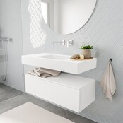 Badkamermeubel Alan Talc 100cm Onderkast met wastafel Talc Vrijhangend Badkamermeubel Alan Talc 100cm Onderkast met wastafel Talc Vrijhangend