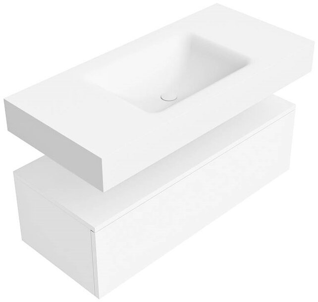 Badkamermeubel Alan Talc 100cm Onderkast met wastafel Talc Vrijhangend Badkamermeubel Alan Talc 100cm Onderkast met wastafel Talc Vrijhangend