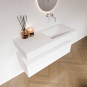 Badkamermeubel Alan Talc 110cm Onderkast met wastafel Talc Vrijhangend Badkamermeubel Alan Talc 110cm Onderkast met wastafel Talc Vrijhangend