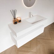 Badkamermeubel Alan Talc 110cm Onderkast met wastafel Talc Vrijhangend Badkamermeubel Alan Talc 110cm Onderkast met wastafel Talc Vrijhangend