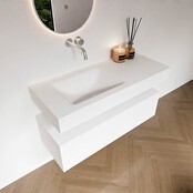 Badkamermeubel Alan Talc 110cm Onderkast met wastafel Talc Vrijhangend Badkamermeubel Alan Talc 110cm Onderkast met wastafel Talc Vrijhangend