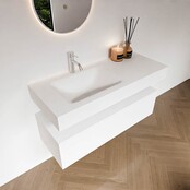 Badkamermeubel Alan Talc 110cm Onderkast met wastafel Talc Vrijhangend Badkamermeubel Alan Talc 110cm Onderkast met wastafel Talc Vrijhangend