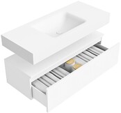 Badkamermeubel Alan Talc 110cm Onderkast met wastafel Talc Vrijhangend Badkamermeubel Alan Talc 110cm Onderkast met wastafel Talc Vrijhangend