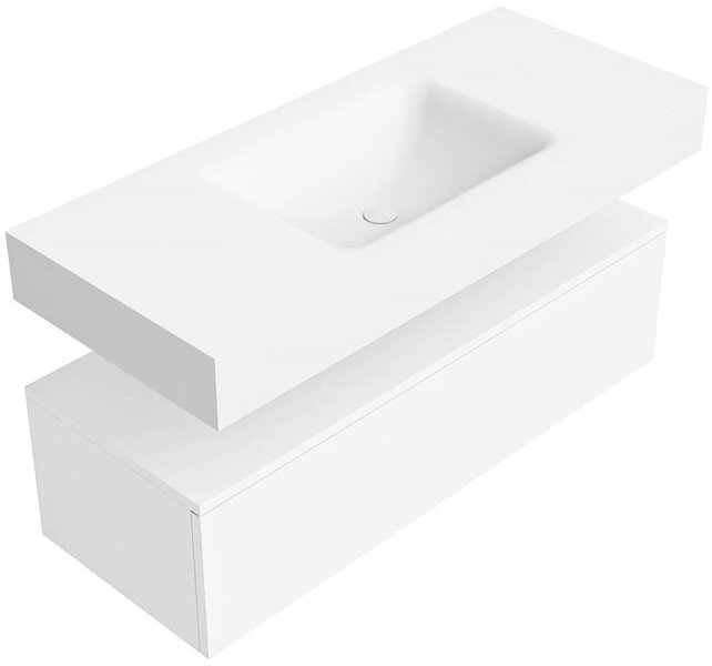 Badkamermeubel Alan Talc 110cm Onderkast met wastafel Talc Vrijhangend Badkamermeubel Alan Talc 110cm Onderkast met wastafel Talc Vrijhangend