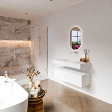 Badkamermeubel Alan Talc 110cm Onderkast met wastafel Talc Vrijhangend