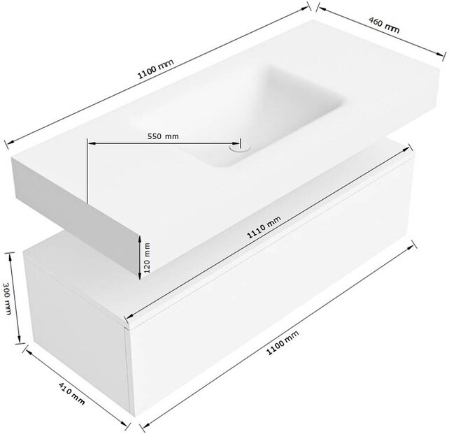 Badkamermeubel Alan Talc 110cm Onderkast met wastafel Urban Zwart Vrijhangend Badkamermeubel Alan Talc 110cm Onderkast met wastafel Urban Zwart Vrijhangend
