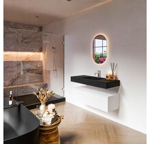 Badkamermeubel Alan Talc 110cm Onderkast met wastafel Urban Zwart Vrijhangend