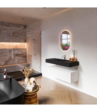 MONDIAZ Badkamermeubel Alan Talc 110cm Onderkast met wastafel Urban Zwart Vrijhangend