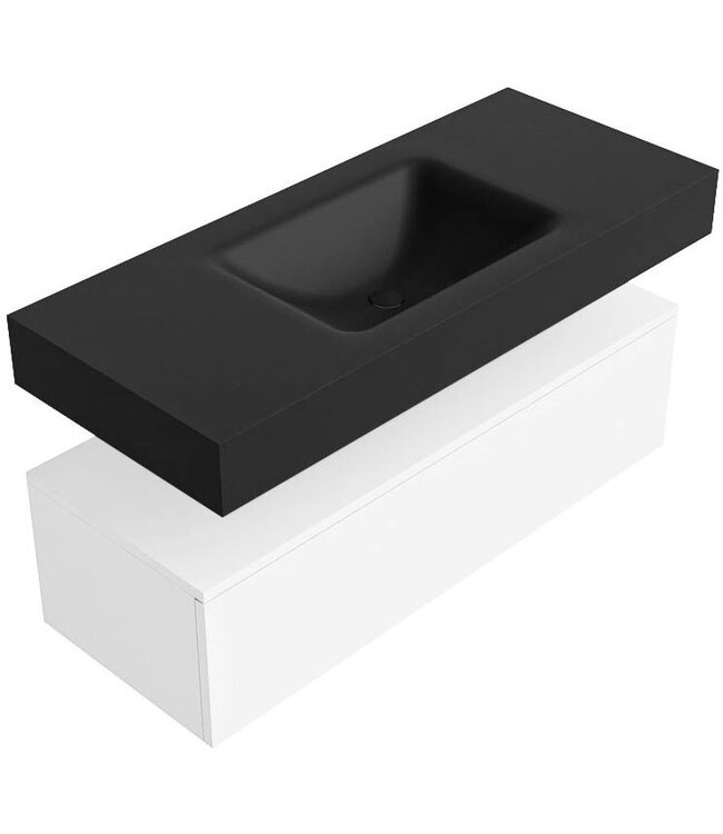 Badkamermeubel Alan Talc 110cm Onderkast met wastafel Urban Zwart Vrijhangend