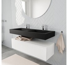 Badkamermeubel Alan Talc / Urban 120cm Onderkast met 1 lade - Vrijhangend wastafel Urban Zwart