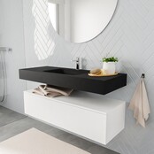 Badkamermeubel Alan Talc / Urban 120cm Onderkast met 1 lade - Vrijhangend wastafel Urban Zwart