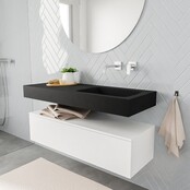 Badkamermeubel Alan Talc / Urban 120cm Onderkast met 1 lade - Vrijhangend wastafel Urban Zwart