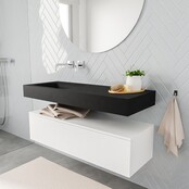 Badkamermeubel Alan Talc / Urban 120cm Onderkast met 1 lade - Vrijhangend wastafel Urban Zwart