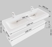 Badkamermeubel Alan Talc / Talc 120cm Onderkast met 1 lade - Vrijhangend wastafel