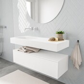 Badkamermeubel Alan Talc / Talc 120cm Onderkast met 1 lade - Vrijhangend wastafel