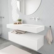 Badkamermeubel Alan Talc / Talc 120cm Onderkast met 1 lade - Vrijhangend wastafel