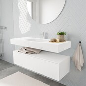 Badkamermeubel Alan Talc / Talc 120cm Onderkast met 1 lade - Vrijhangend wastafel