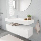 Badkamermeubel Alan Talc / Talc 120cm Onderkast met 1 lade - Vrijhangend wastafel